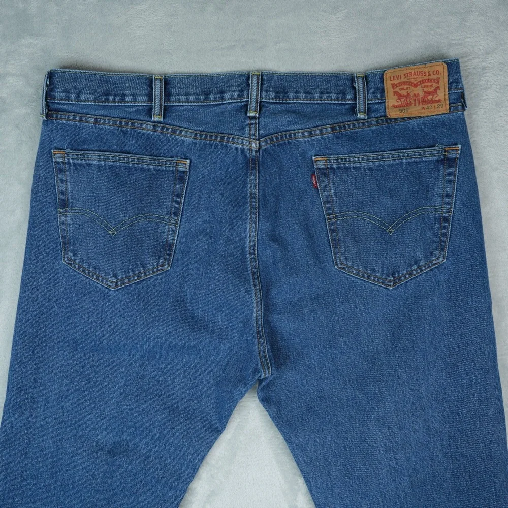 Levis 505 Regular Fit Jeans Mens 42x29 Blue Straight Leg Denim 100% Cotton 2017